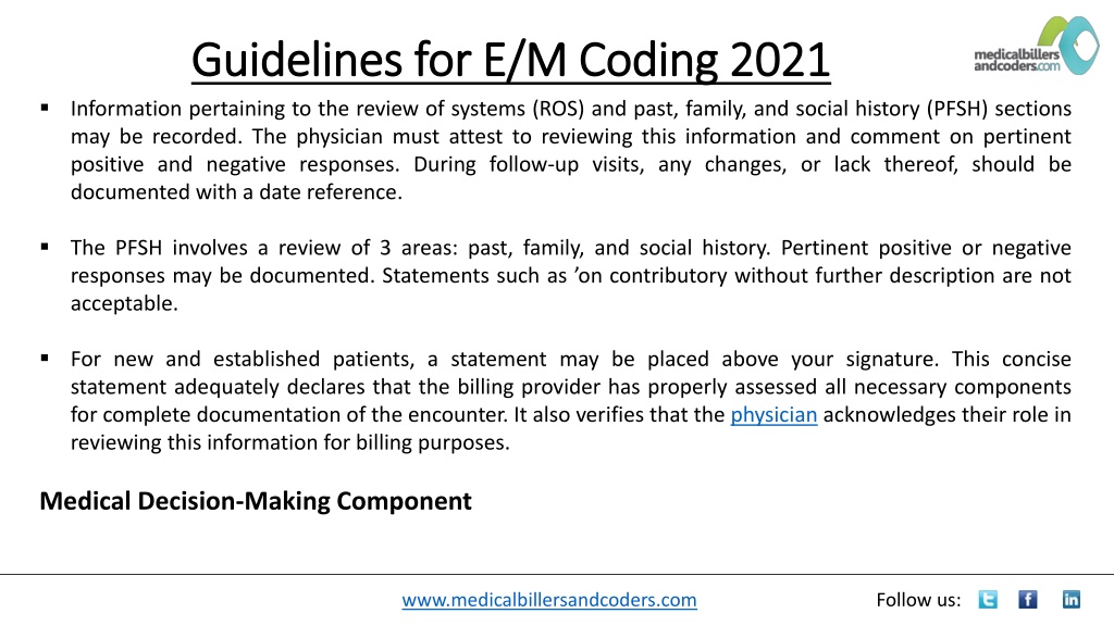 PPT Guidelines for E/M Coding 2021 PowerPoint Presentation, free
