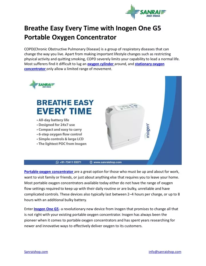 Ppt Breathe Easy Every Time With Inogen One G5 Portable Oxygen Concentrator Powerpoint 1653