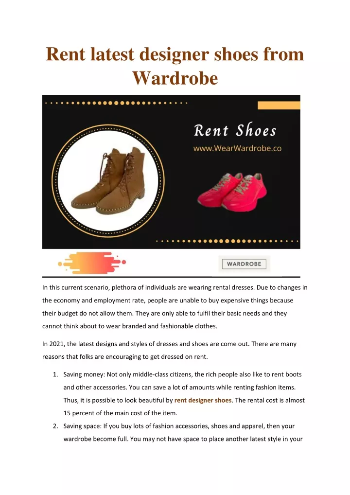 PPT Rent latest designer shoes from Wardrobe PowerPoint Presentation