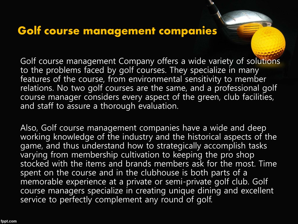 PPT Golf Course Management PowerPoint Presentation, free download