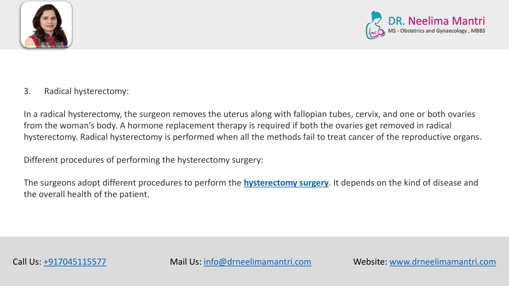 Ppt Hysterectomy Surgery Procedure Dr Neelima Mantri Powerpoint Presentation Id10667242 