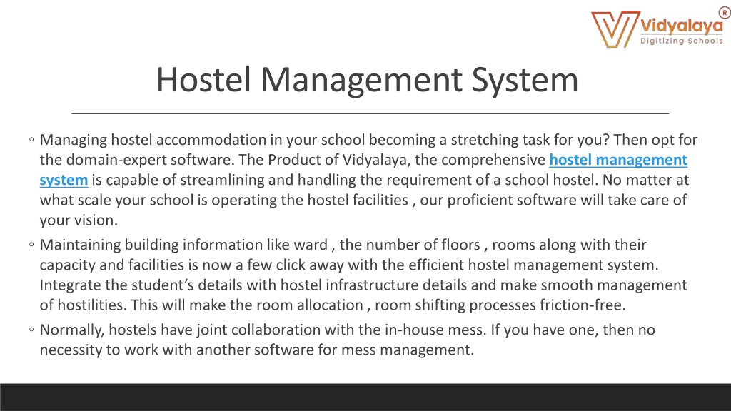 presentation of hostel management system