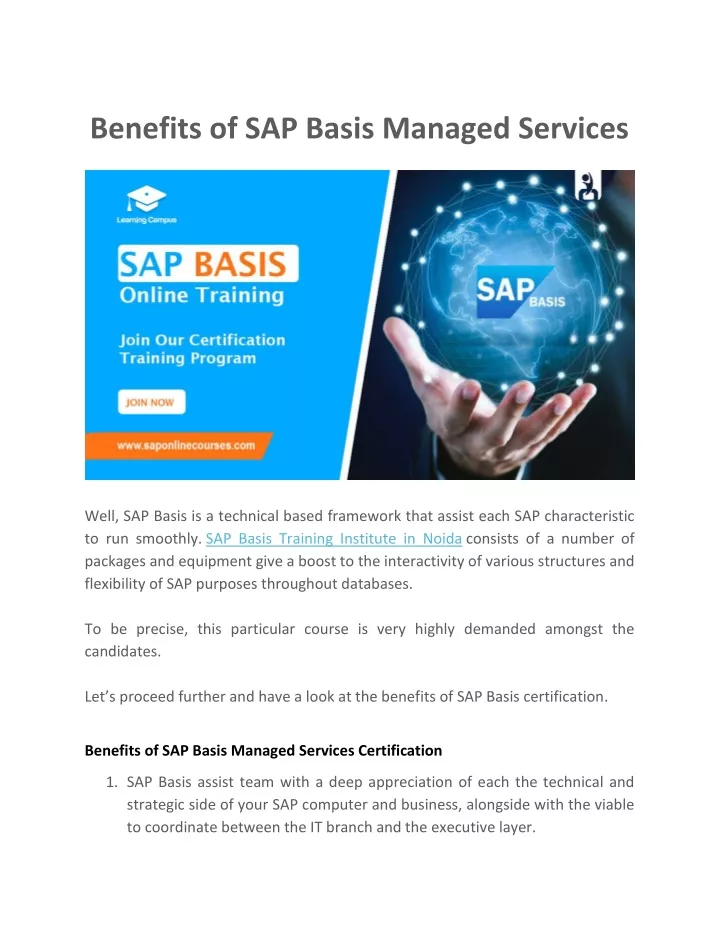 PPT Benefits of SAP Basis Managed Services PowerPoint Presentation