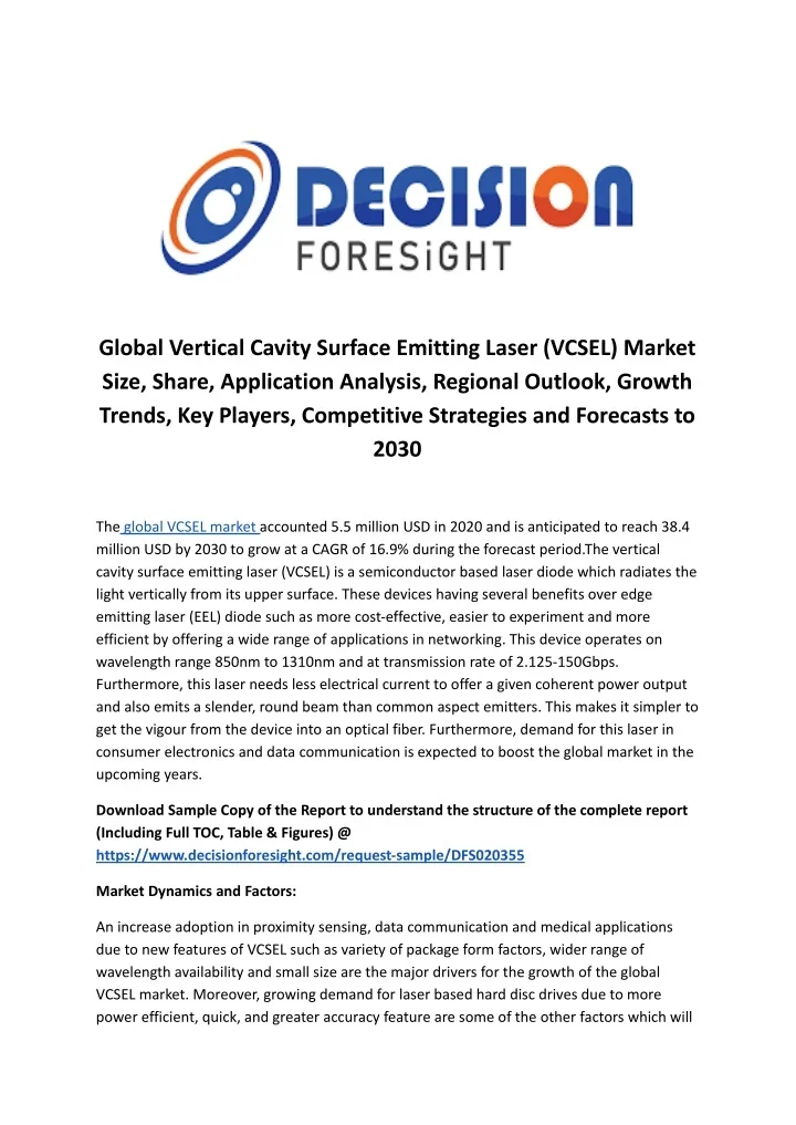 PPT - Global Vertical Cavity Surface Emitting Laser (VCSEL) Market.docx ...