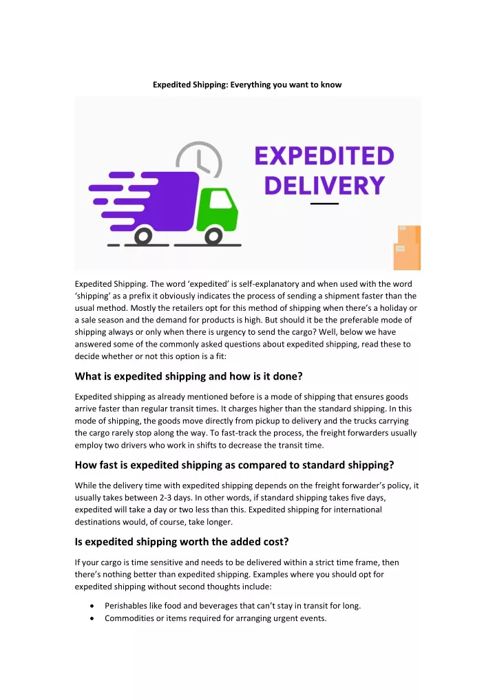 Ppt Expedited Shipping Everything You Want To Know Powerpoint