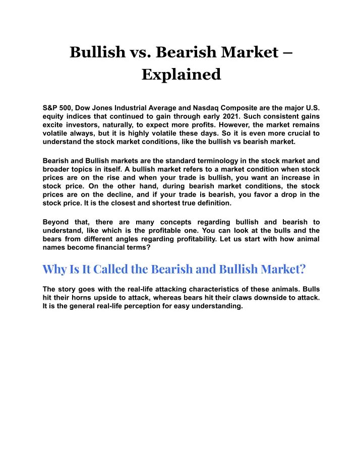 PPT - Bullish vs. Bearish Market – Explained PowerPoint Presentation ...