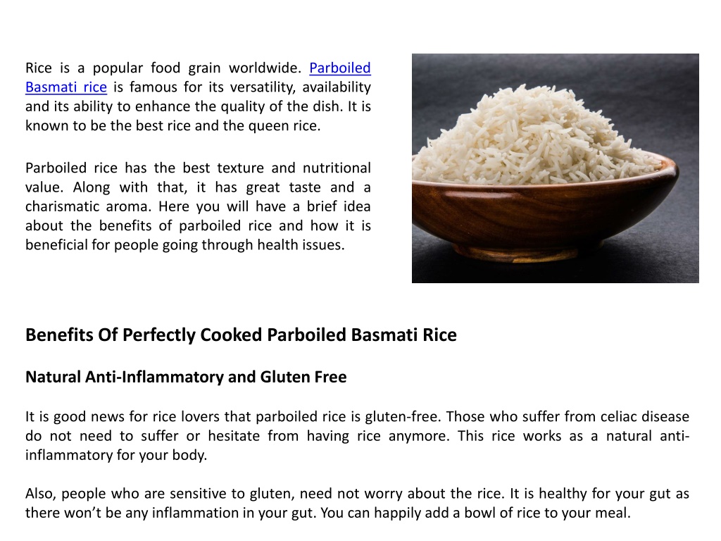 Ppt Benefits Of Parboiled Basmati Rice Powerpoint Presentation Free Download Id10673453 8187