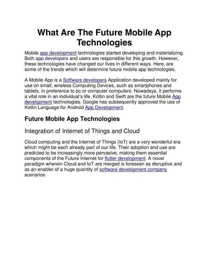 PPT - What Are The Future Mobile App Technologies PowerPoint ...