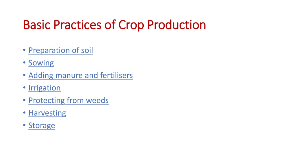 improved agricultural practices for crop production essay