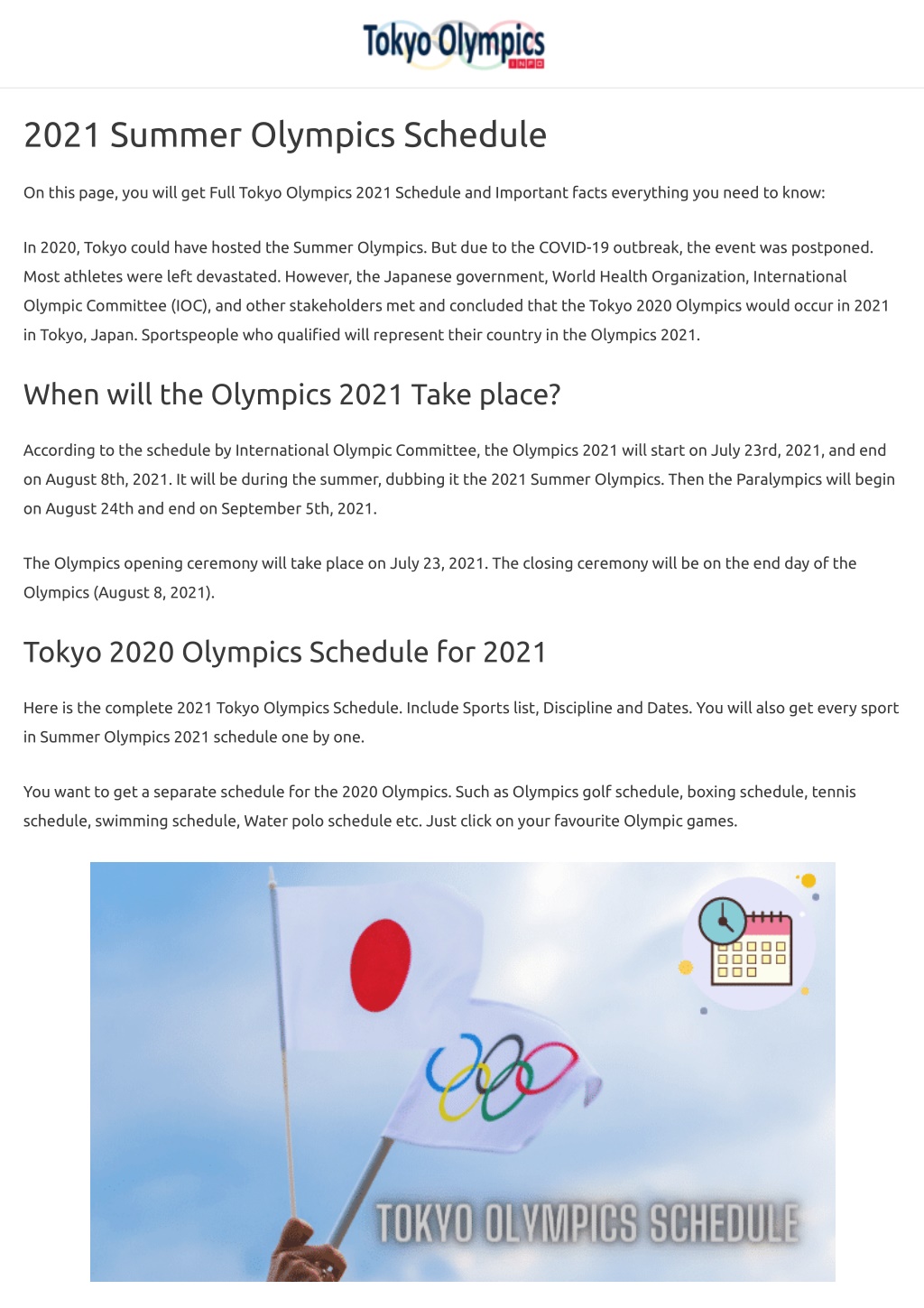olympic games tokyo 2020 schedule and results
