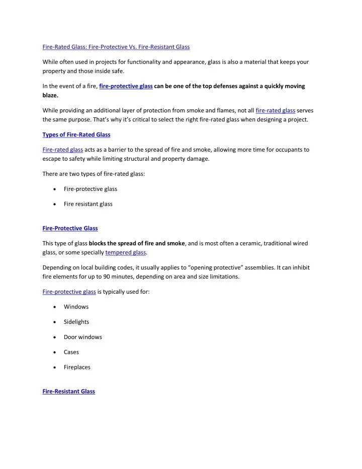 PPT Fire Rated Glass Fire Protective Vs. Fire Resistant Glass PowerPoint Presentation ID