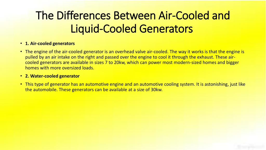 PPT - Differences Between Air-Cooled & Liquid-Cooled Generators ...