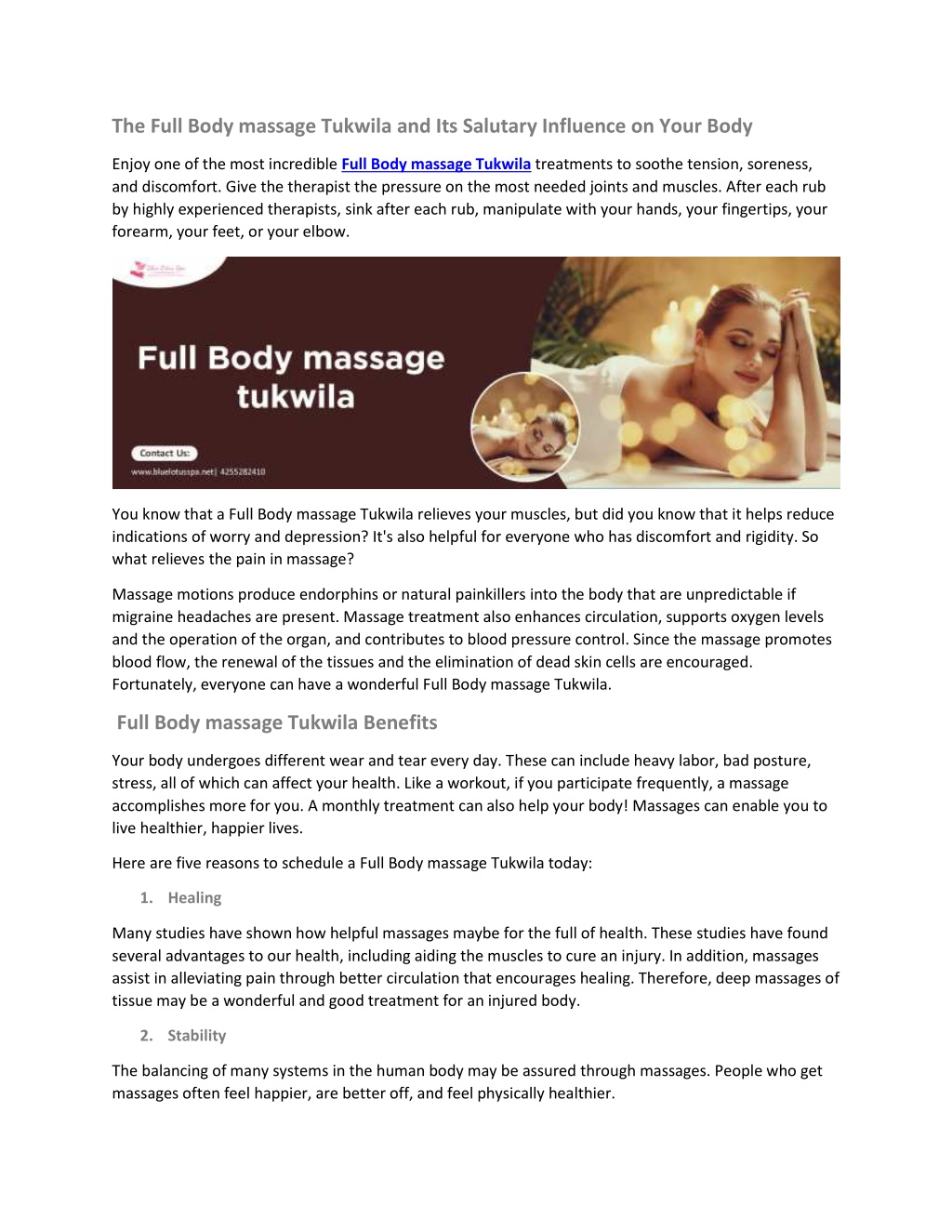 Ppt Full Body Massage Tukwila Powerpoint Presentation Free Download