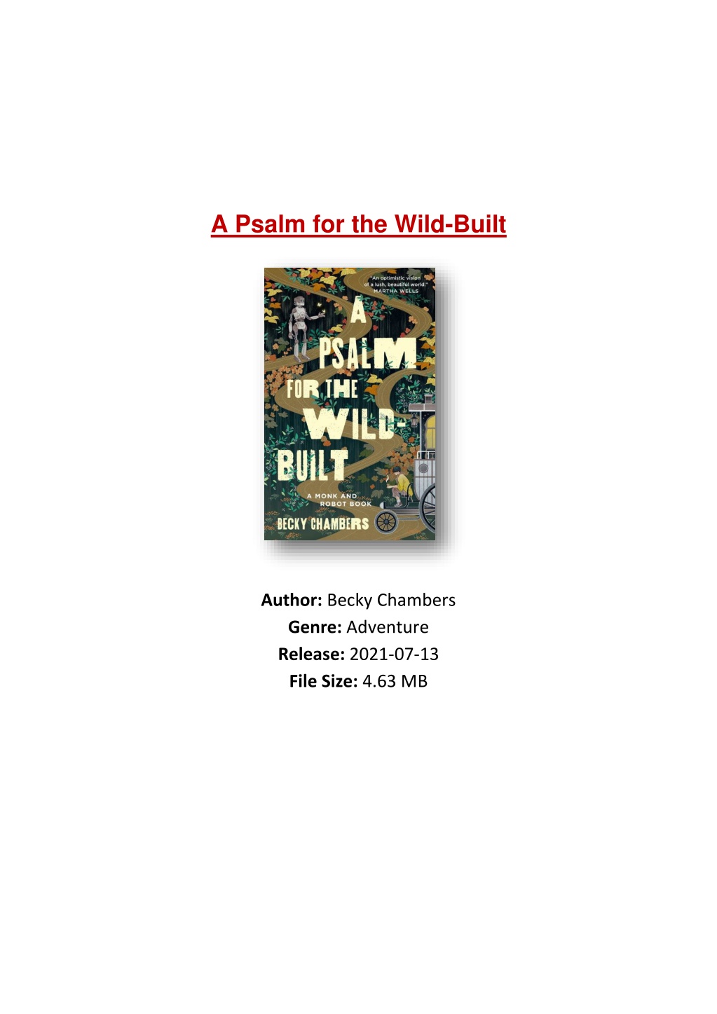 a psalm for the wild built by becky chambers a psalm for the wild built by becky chambers