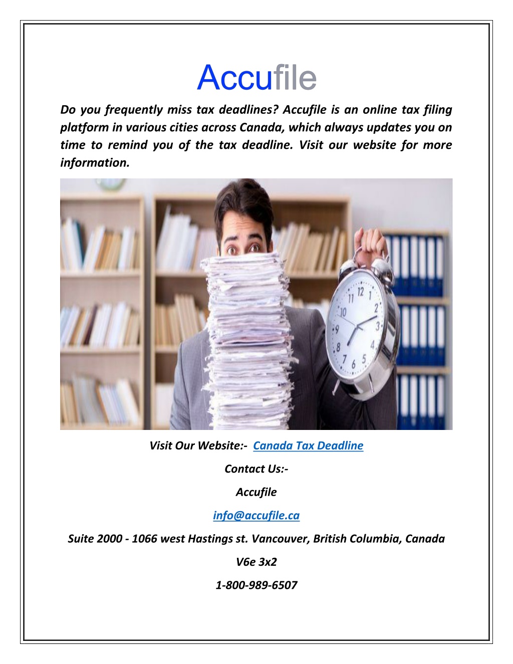 PPT Canada Tax Deadline AccuFile PowerPoint Presentation, free