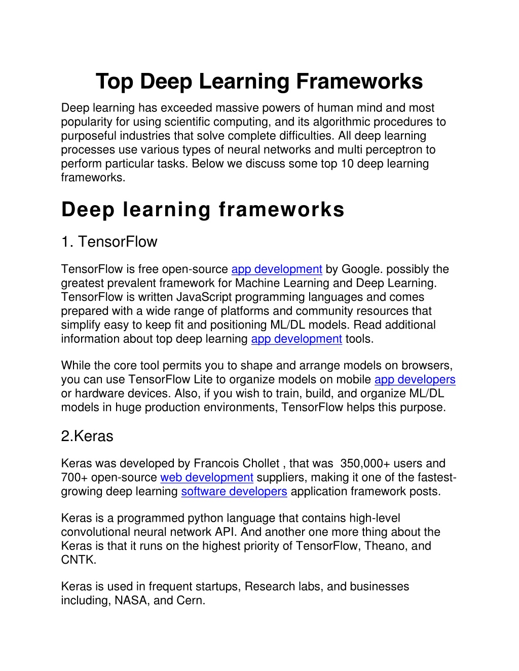 PPT Top Deep Learning Frameworks PowerPoint Presentation, free