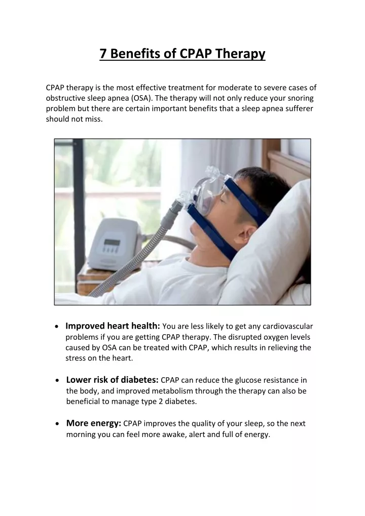 PPT - 7 Benefits of CPAP Therapy PowerPoint Presentation, free download ...