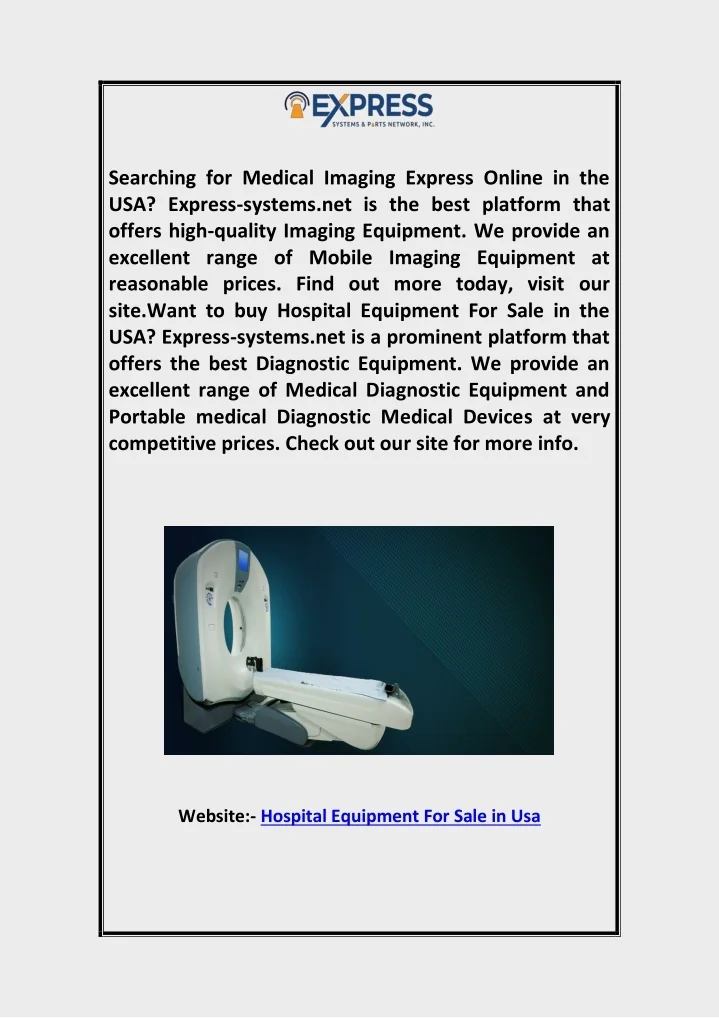 PPT - Hospital Equipment for Sale in USA Express-systems.net PowerPoint ...