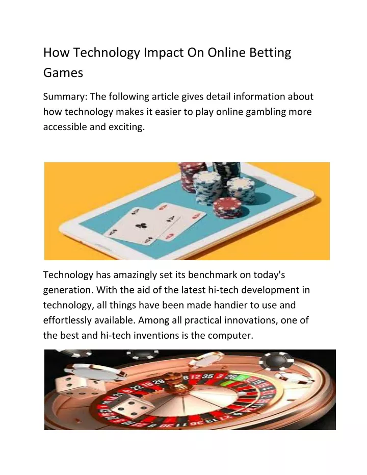 how technology impact on online betting games n.