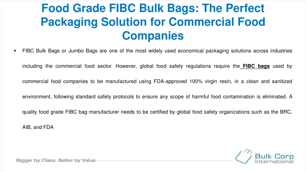 Food Grade FIBC Bulk Bags: The Perfect Packaging Solution for Commercial  Food Companies