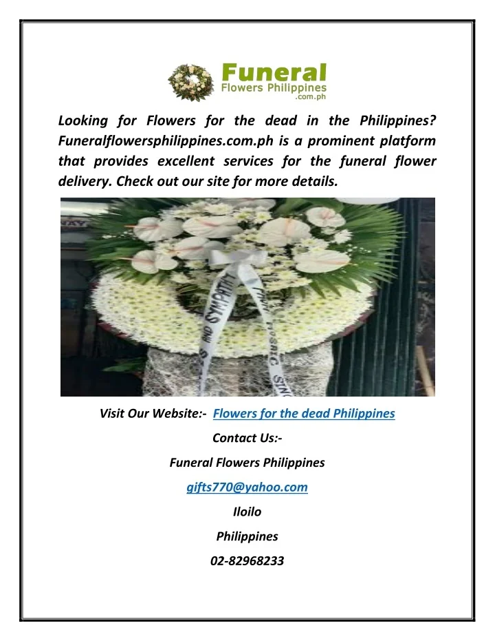 PPT Funeral Flower Arrangement Philippines