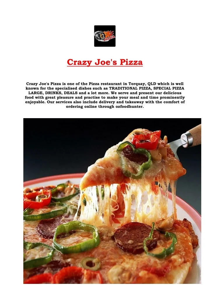 PPT 5 off Crazy Joe's Pizza Hervey Bay Menu, QLD PowerPoint