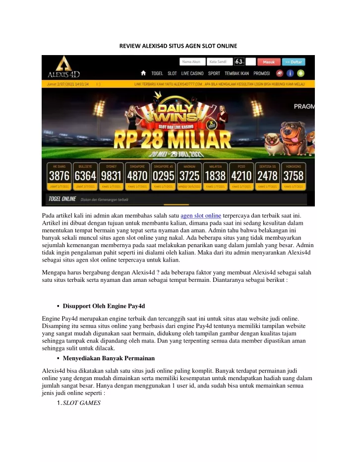 PPT - REVIEW ALEXIS4D SITUS AGEN SLOT ONLINE PowerPoint Presentation