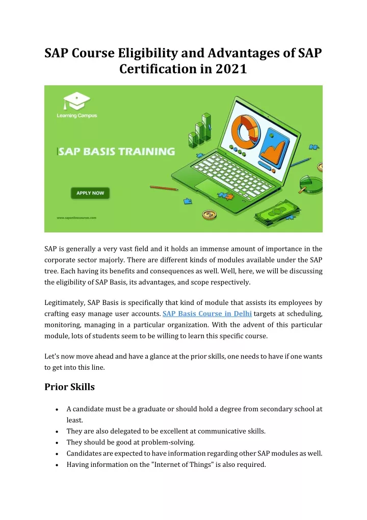 PPT SAP Course Eligibility and Advantages of SAP Certification in