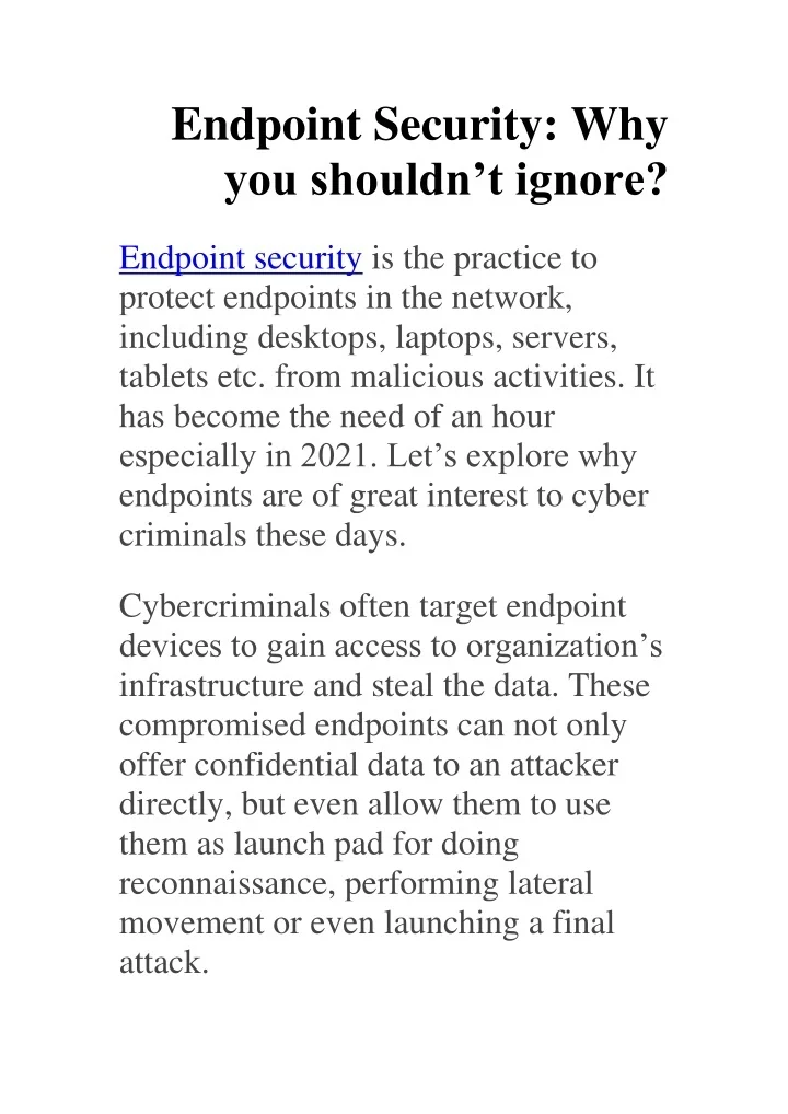 PPT Endpoint Security Why you shouldn’t ignore? PowerPoint