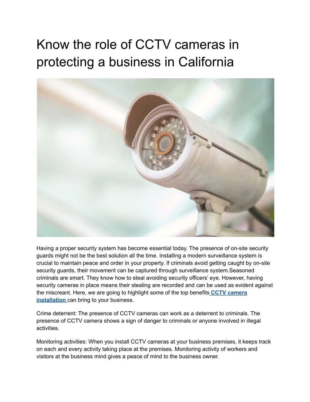 PPT - Know the role of CCTV cameras in protecting a business in ...