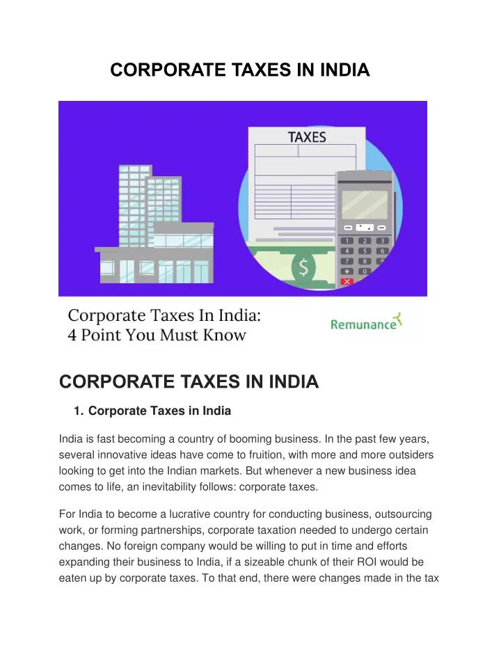 PPT corporatetaxesinindiaconverted PowerPoint Presentation, free