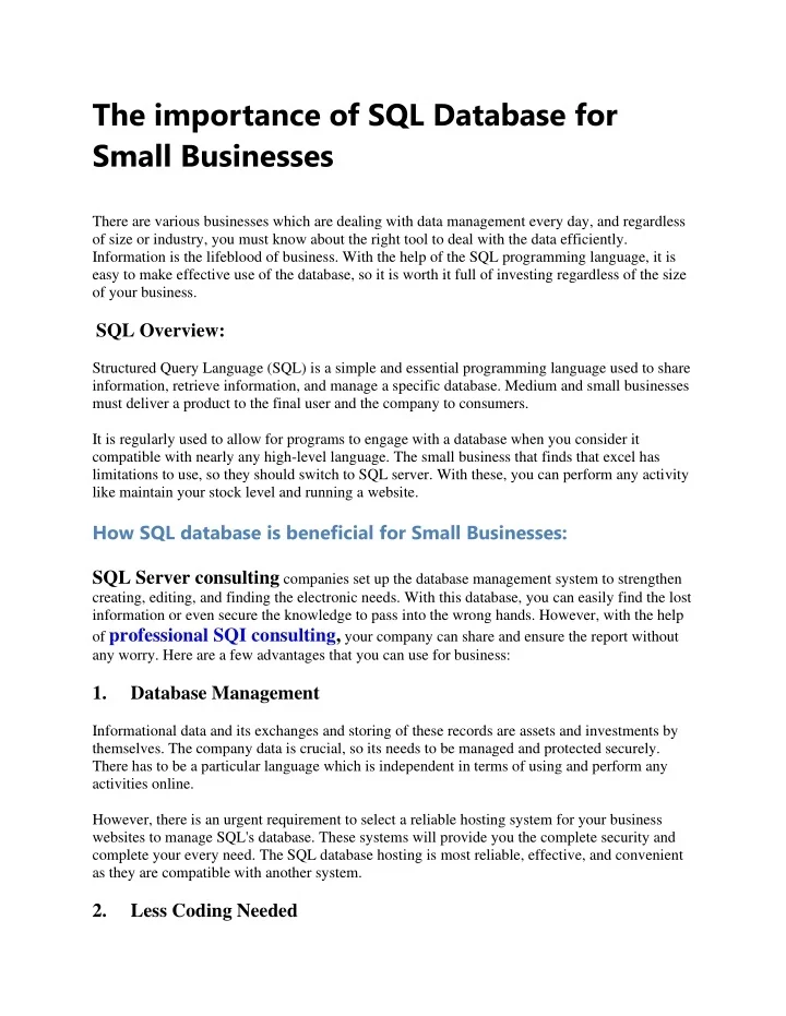 PPT - The importance of SQL Database for Small Businesses-converted ...
