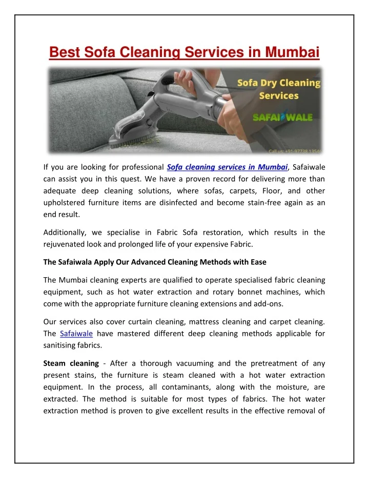 PPT Best Sofa Cleaning Services in Mumbai PowerPoint Presentation, free download ID10693871