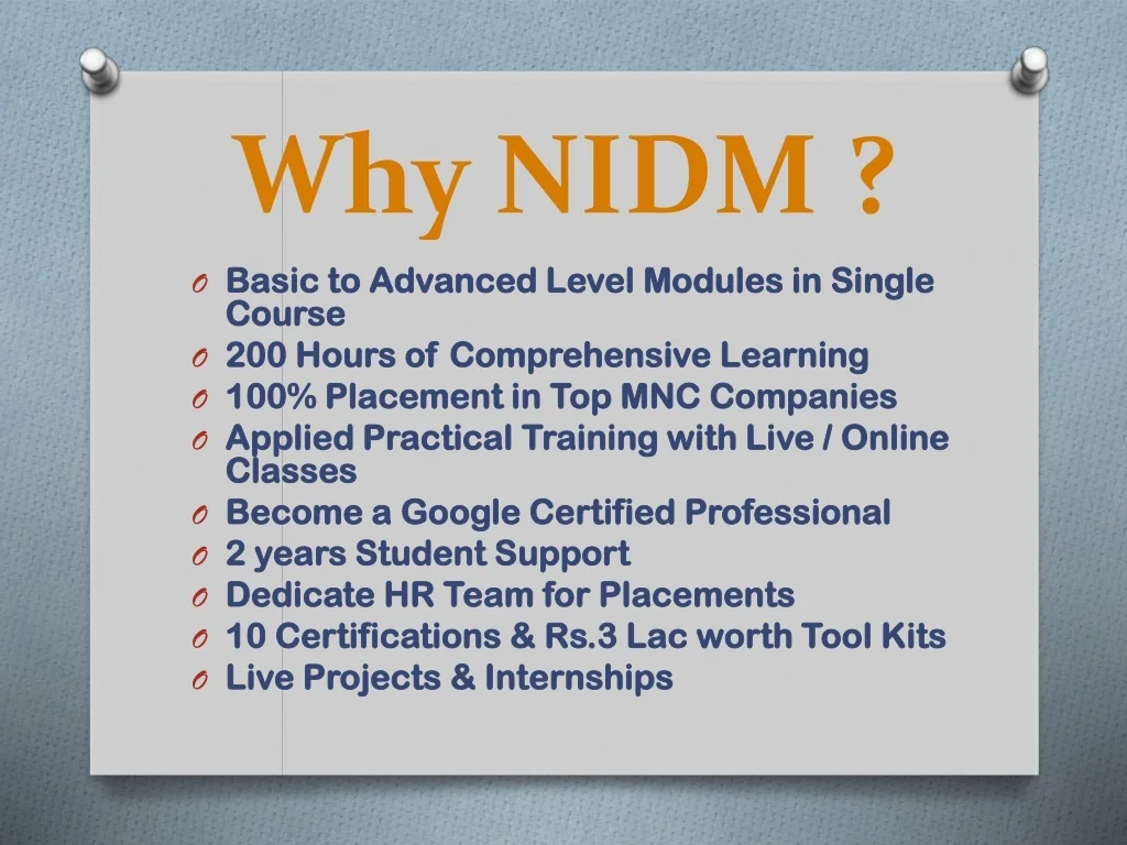 PPT NIDM BEST DIGITAL MARKETING INSTITUTE IN BANGALORE PowerPoint 