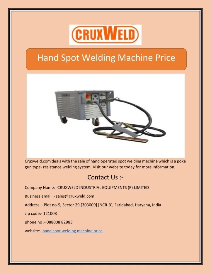 PPT Hand Spot Welding Machine Price PowerPoint Presentation, free