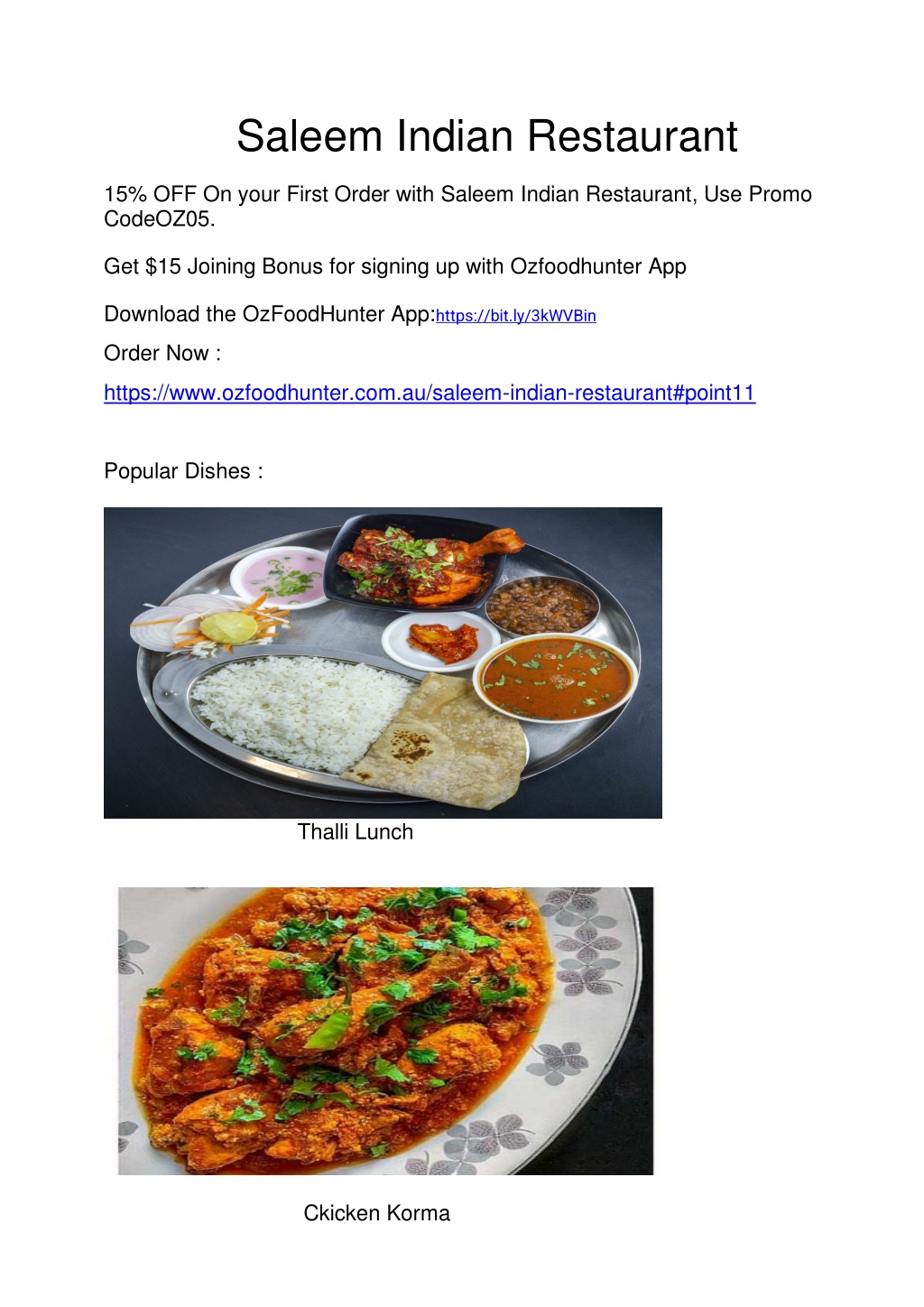 PPT - 5% off - Saleem Indian Restaurant Coburg Menu, VIC PowerPoint ...