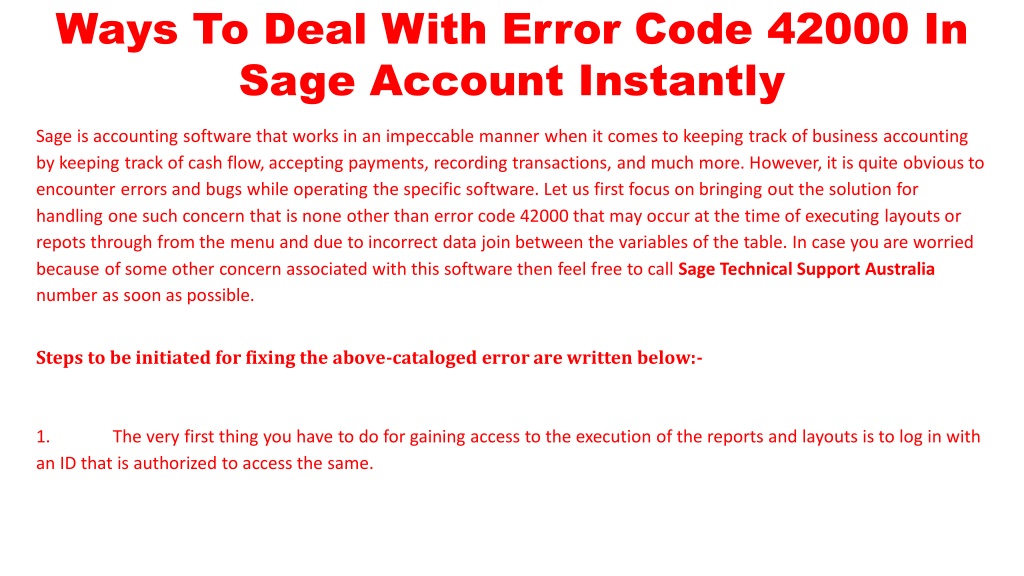 ppt-ways-to-deal-with-error-code-42000-in-sage-account-instantly