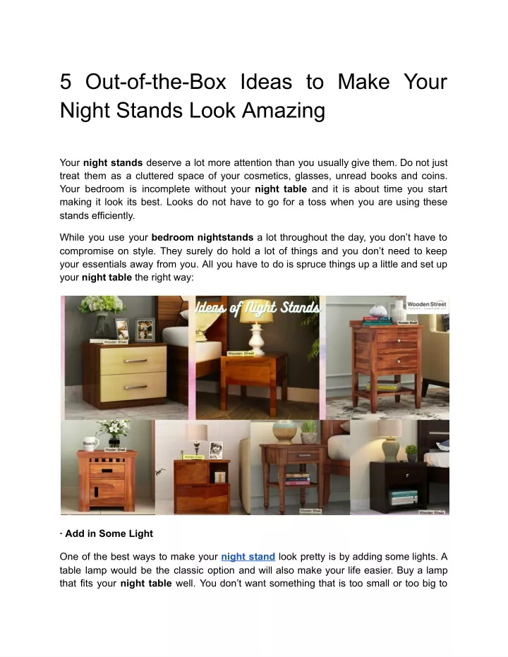 5 out of the box ideas to make your night stands n.