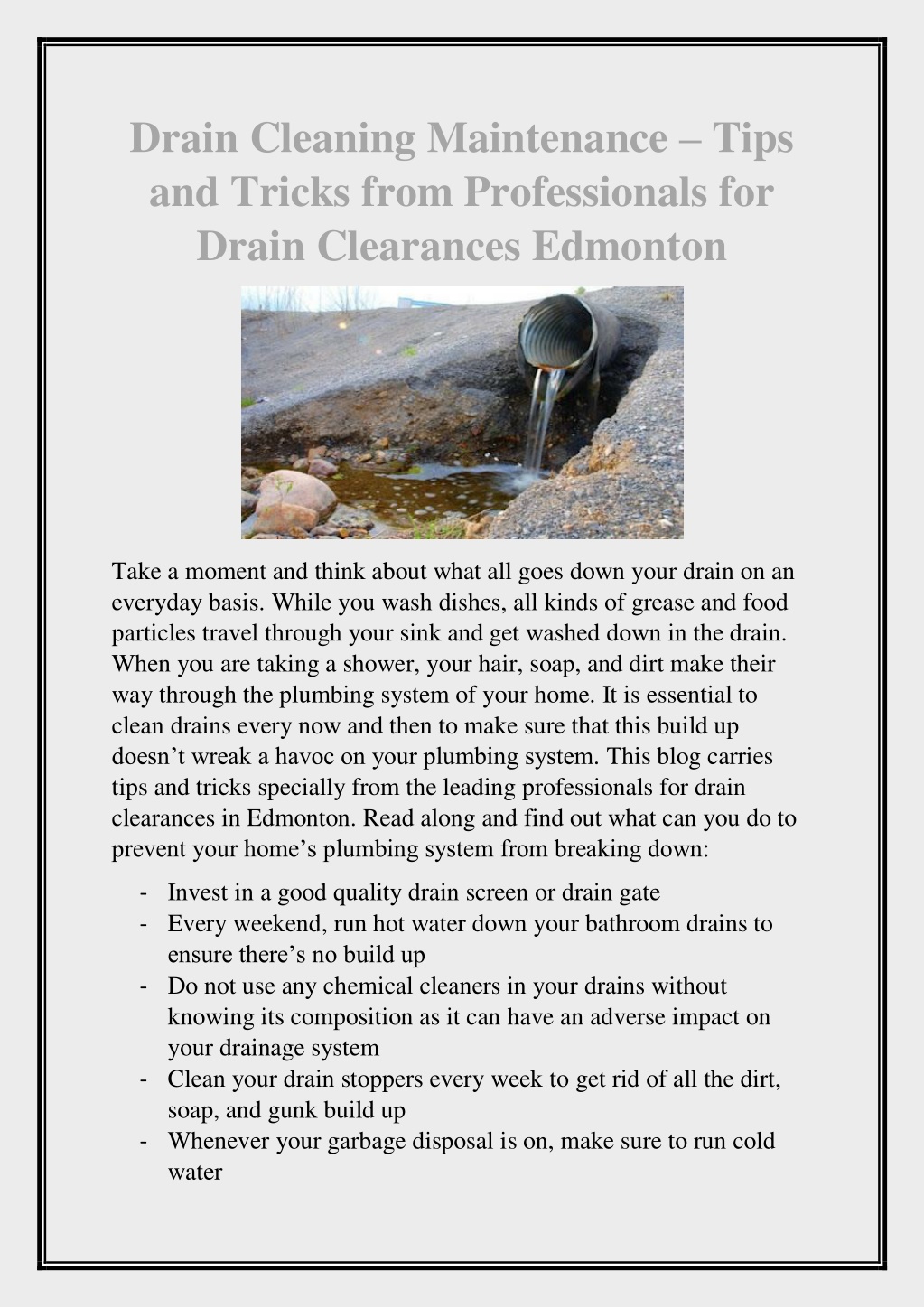 Ppt Drain Cleaning Maintenance Tips And Tricks From Professionals For Drain Clearances