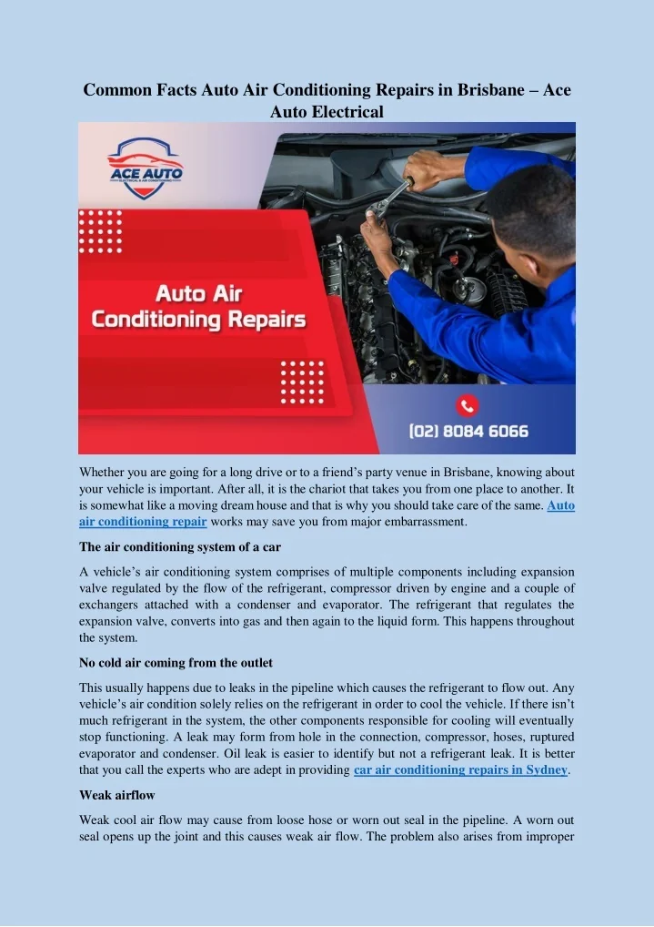 PPT Common Facts Auto Air Conditioning Repairs in Brisbane Ace Auto