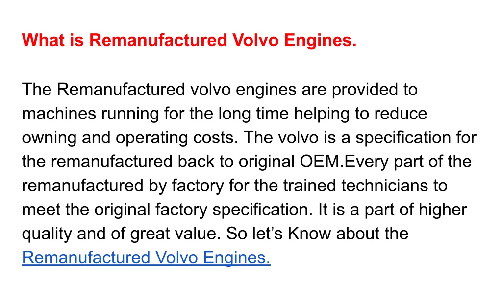 PPT - PDF remanufactured volvo engines PowerPoint Presentation, free ...