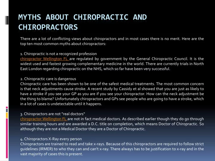 PPT - Myths About Chiropractic And Chiropractors PowerPoint ...