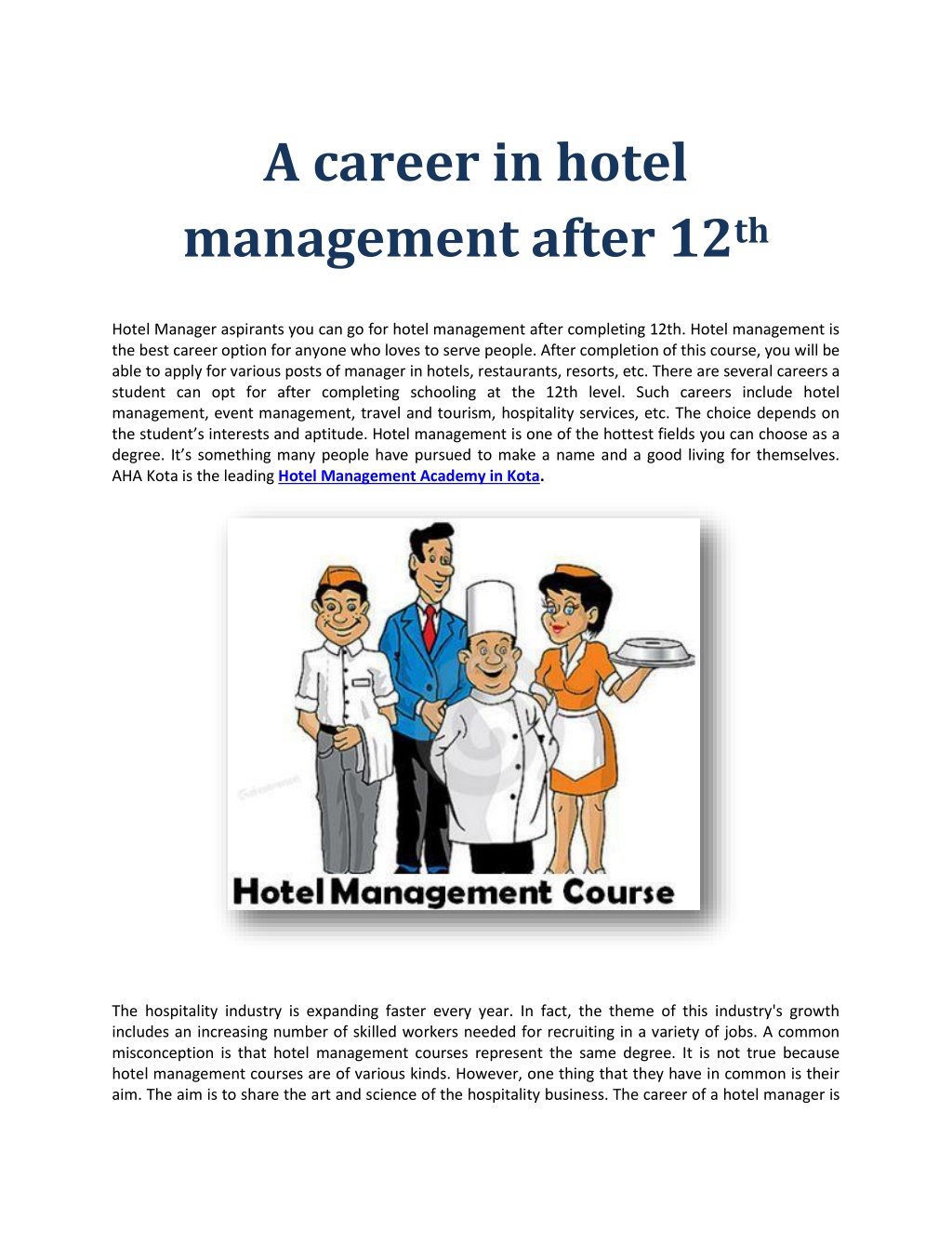 hotel management after phd