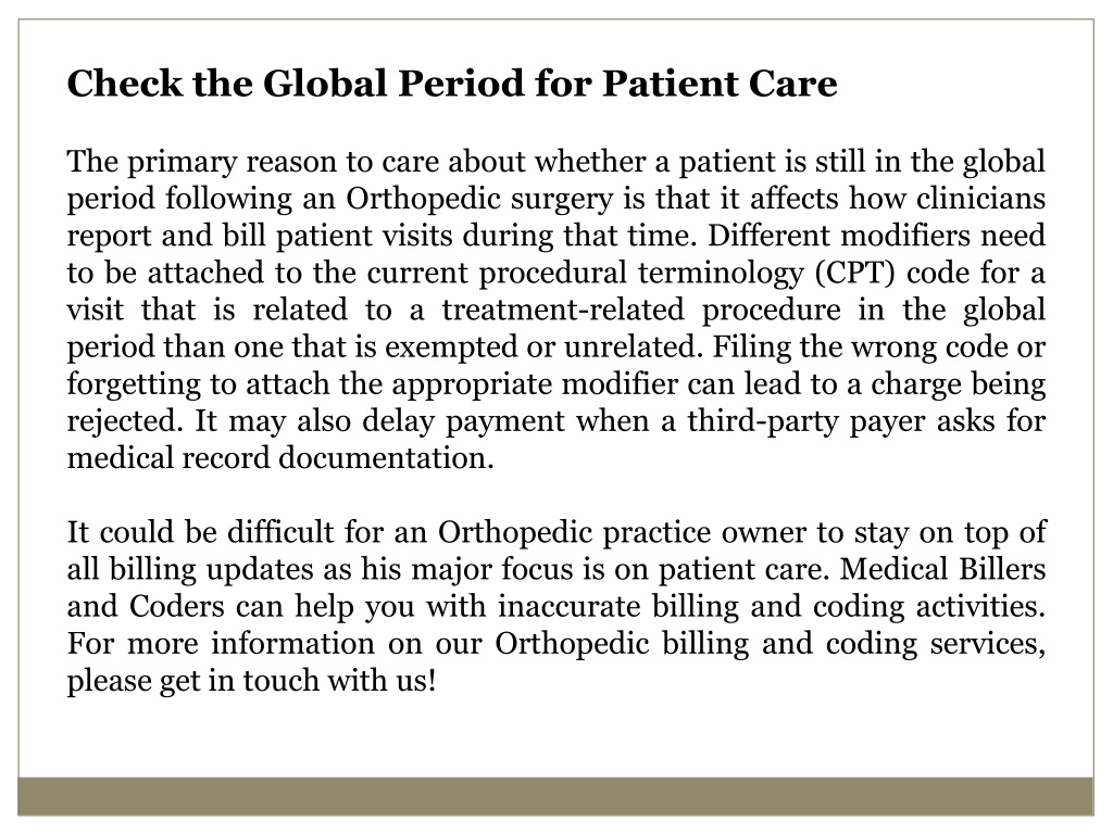 PPT Understanding Global Period for Orthopedic Surgery PowerPoint