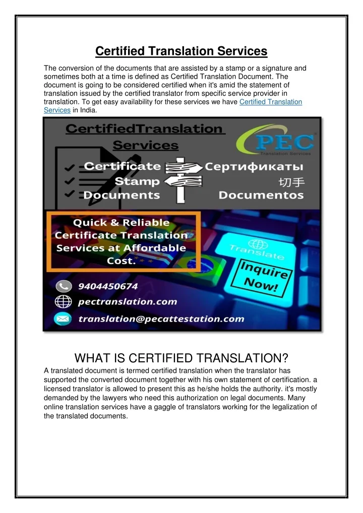 PPT Certified Translation Services PowerPoint Presentation, free