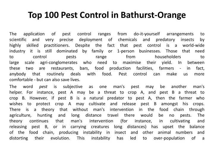 PPT Top 100 Pest Control in BathurstOrange PowerPoint Presentation, free download ID10703963