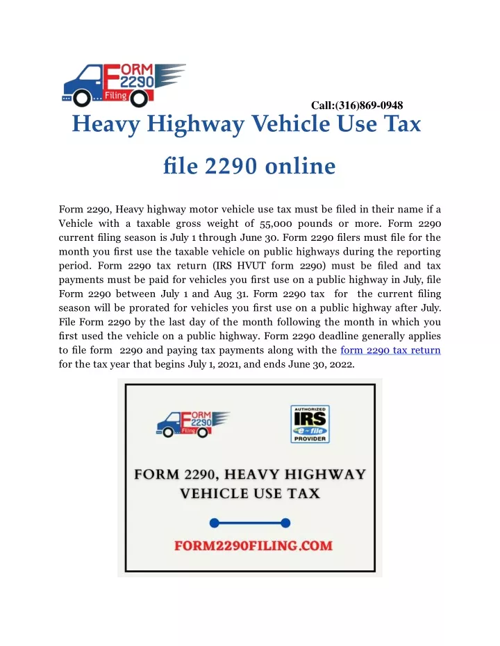 PPT file2290 Heavy Vehicle Use Tax File 2290 Online PowerPoint