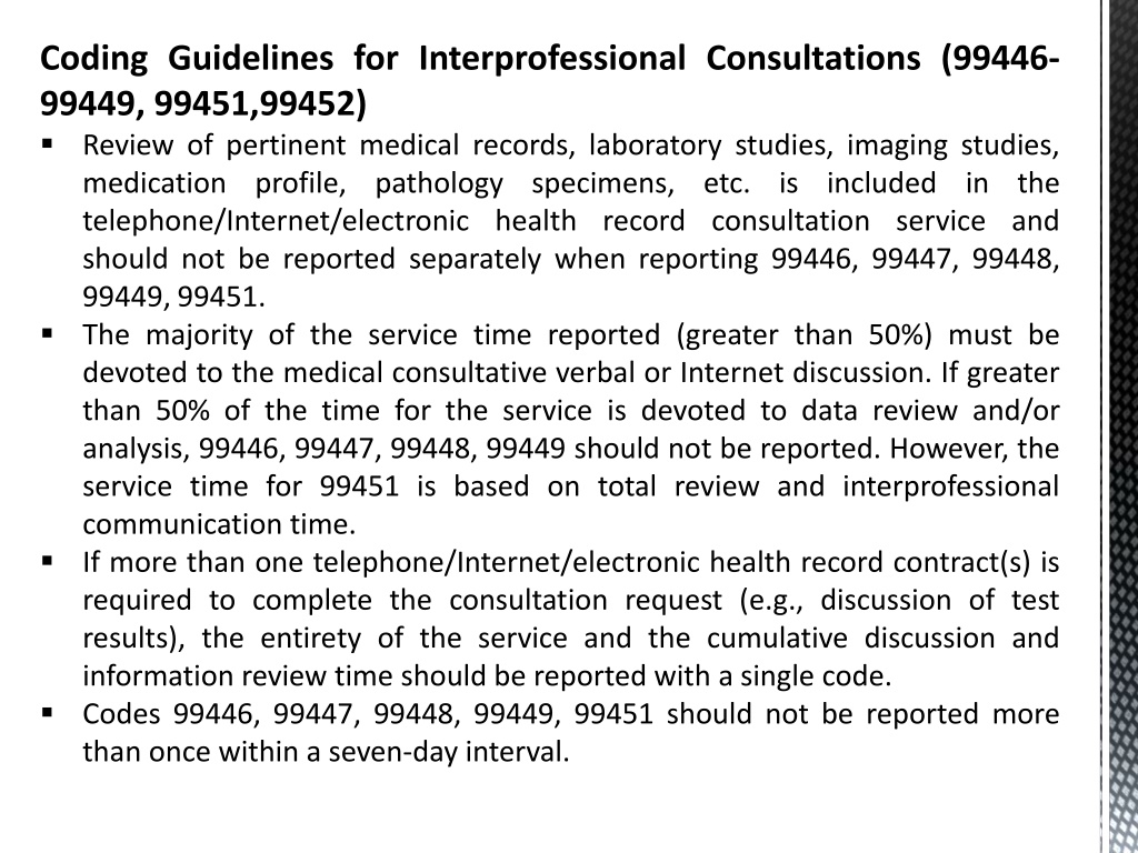 PPT Coding Guidelines for Interprofessional Consultations