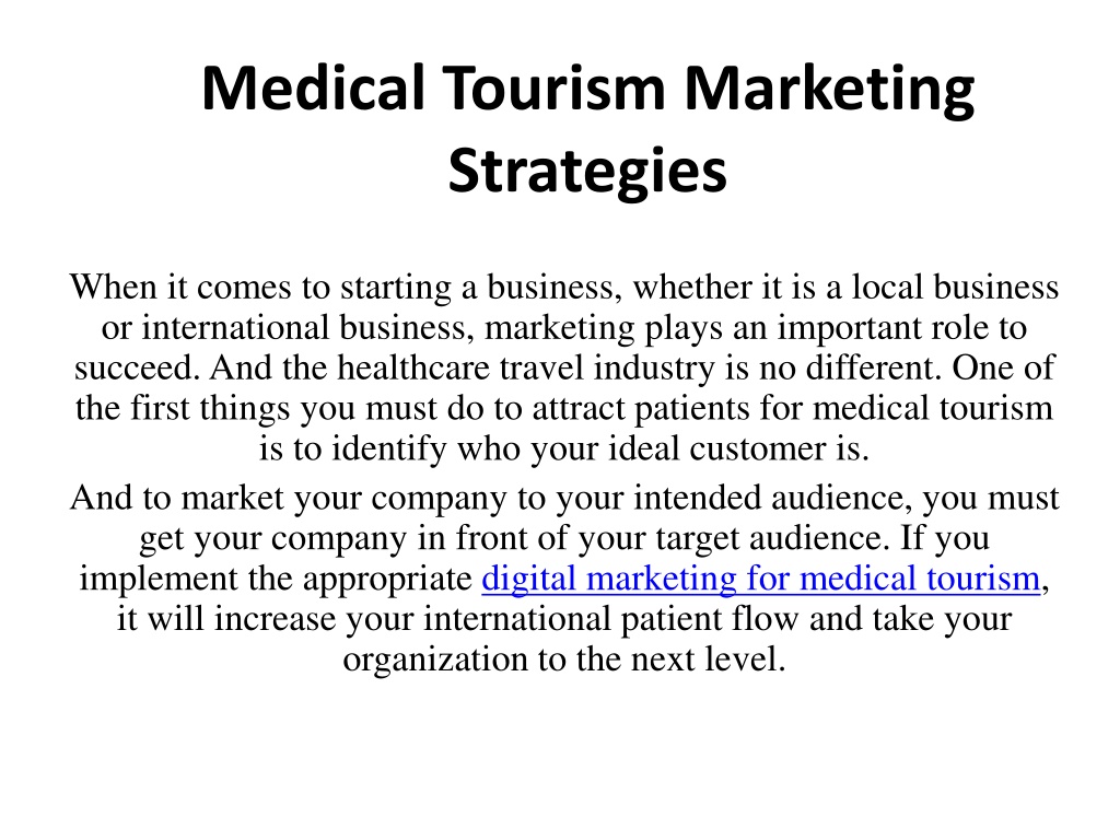 medical tourism marketing plan ppt