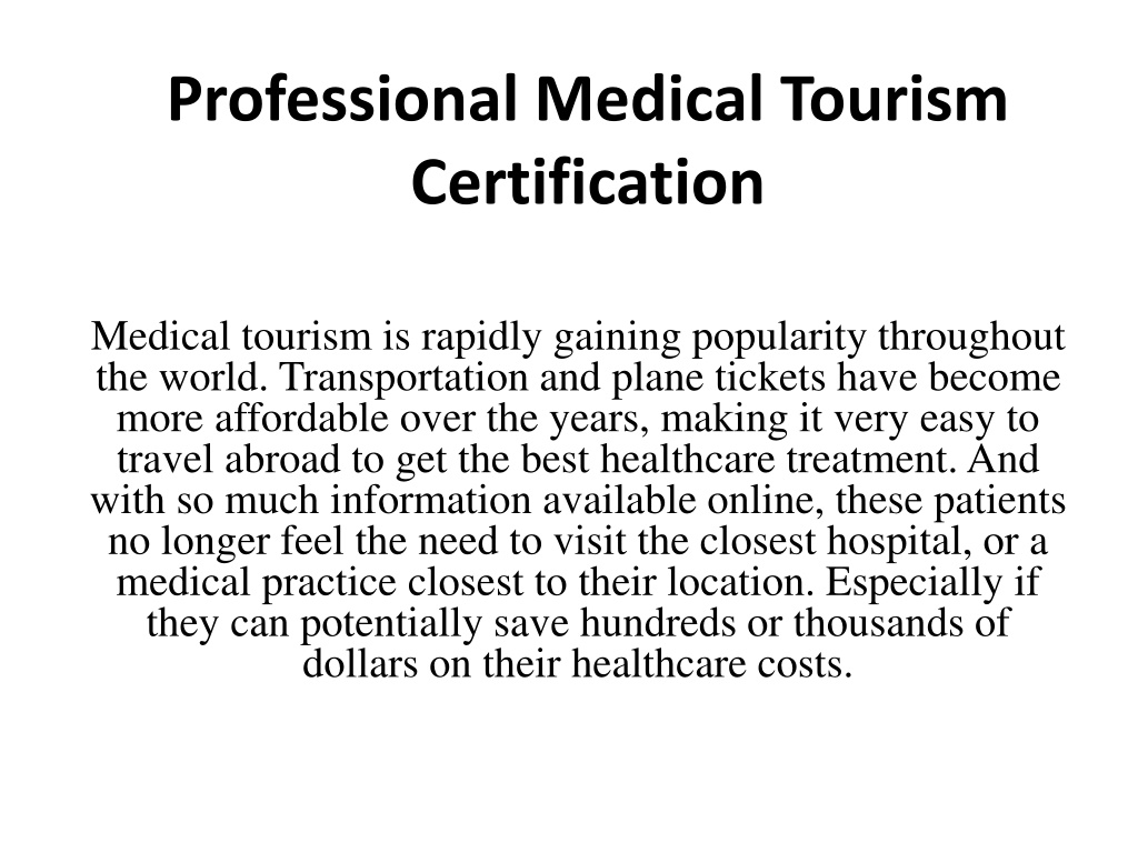 medical tourism marketing plan ppt